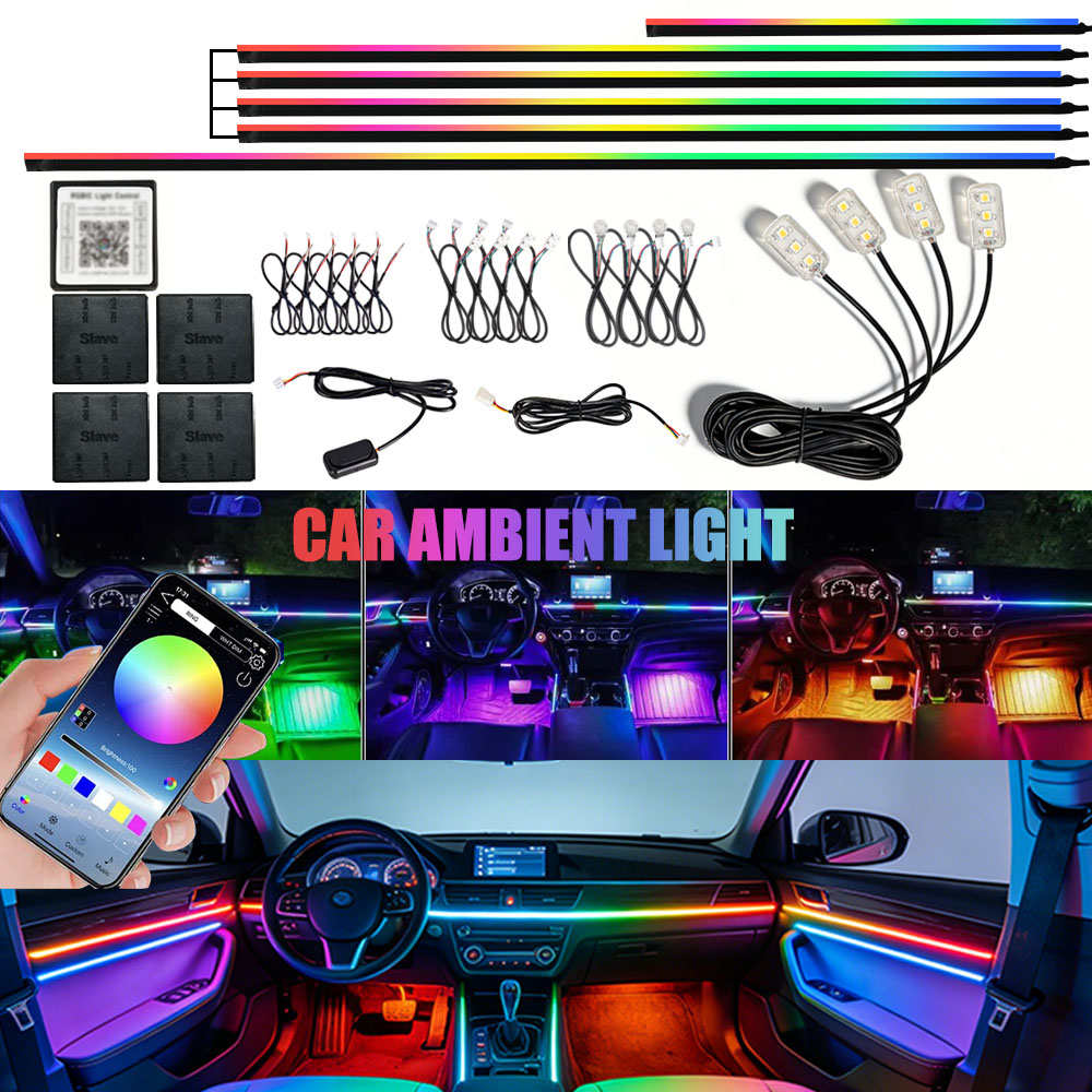 Led Ambient Interior Car Lights App Control - 6/10/14/18/22 In1 자동차 아크릴 LED 앰비언트