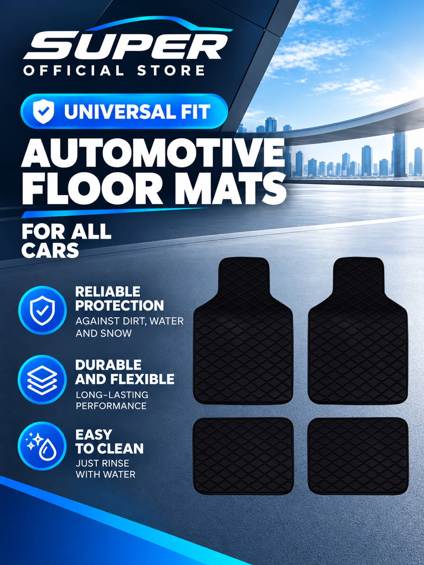 Car Floor Mats Universal Waterproof Leather - 차량용 플로어 매트 풀 세트, 모든