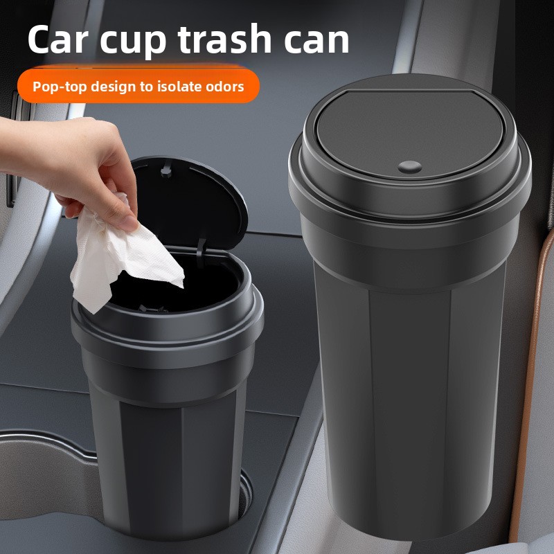 Waterproof Car Trash Can With Lid - 자동차 쓰레기통 방수 컵 홀더 모양