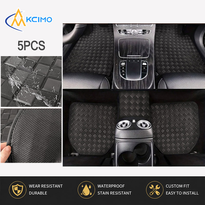 Car Floor Mats Universal Waterproof Leather - 5개 다이아몬드 격자 무늬 PVC 가죽
