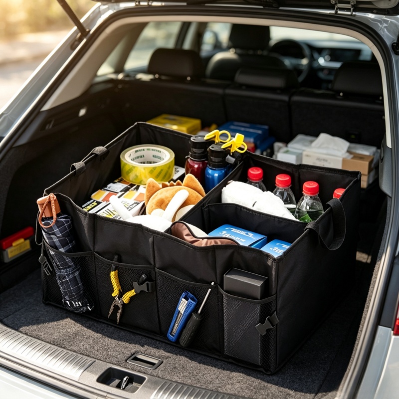 Car Trunk Organizer Foldable Storage Box - 접이식 대용량 자동차 트렁크 수납함, 자동차