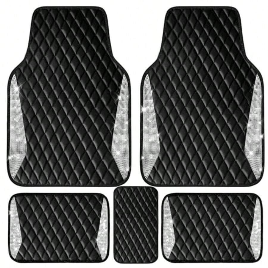 Car Floor Mats Universal Waterproof Leather - 가죽 자동차 매트 샤이닝 다이아몬드 플로어