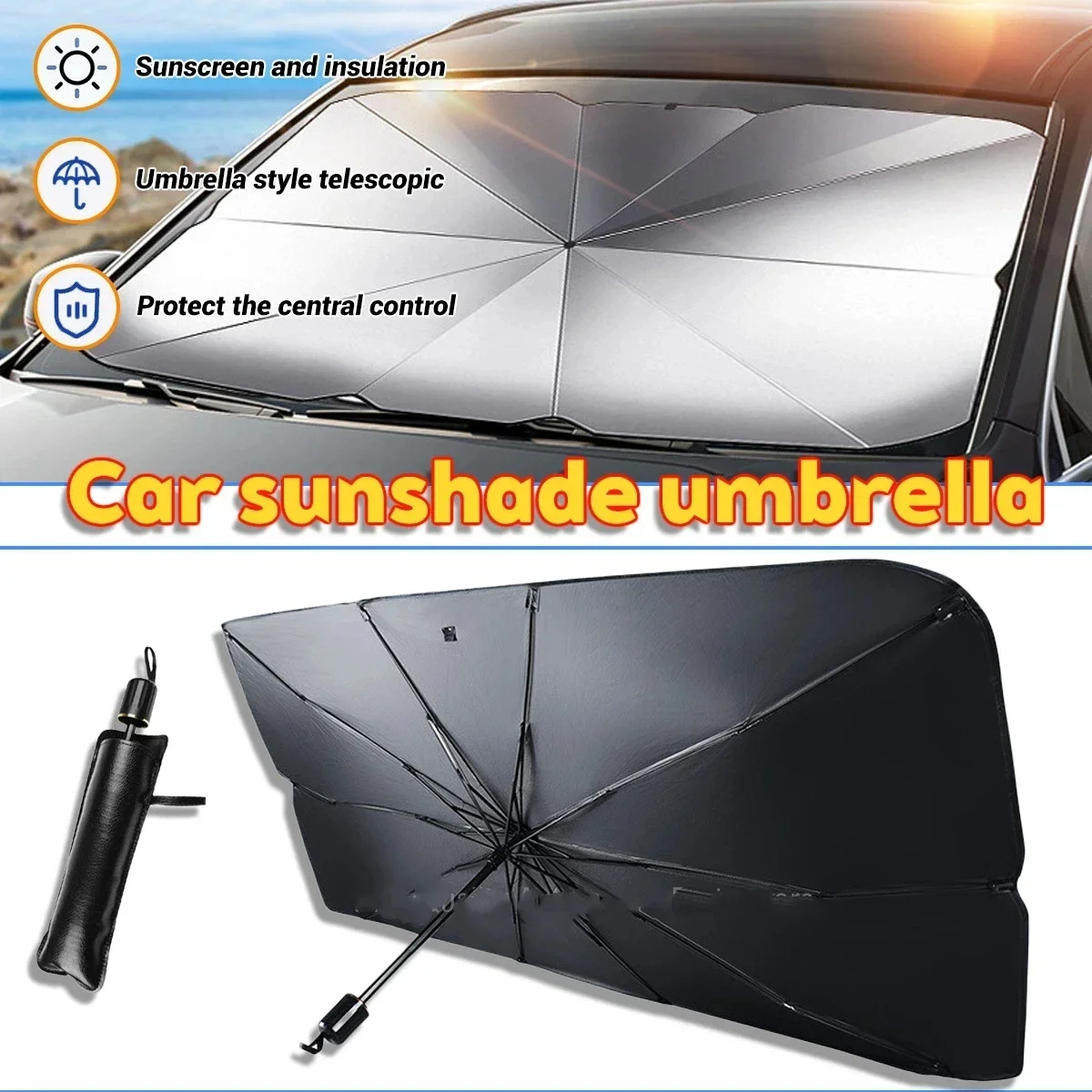 자동차 우산형 햇빛가리개, 앞유리 커버, 접이식 햇빛  - Car Sunshade Windshield Umbrella Foldable 리뷰 및 가격