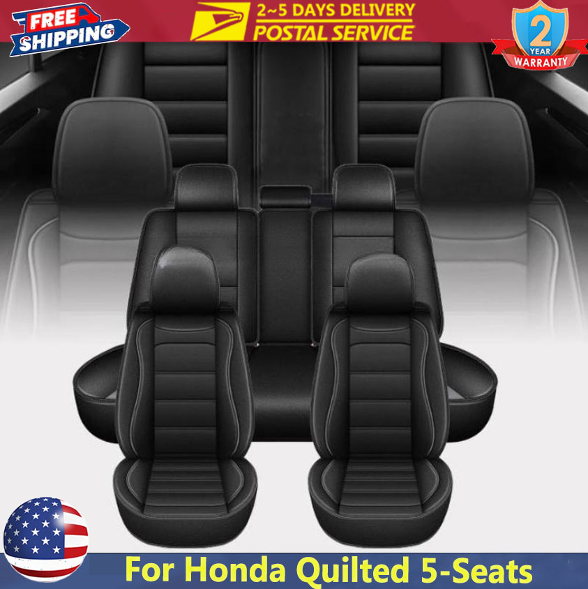 블랙 유니버설 시트 커버 5인승 혼다용 퀼트 가죽 카시 - Leather Car Seat Covers Full Set Universal 리뷰 및 가격