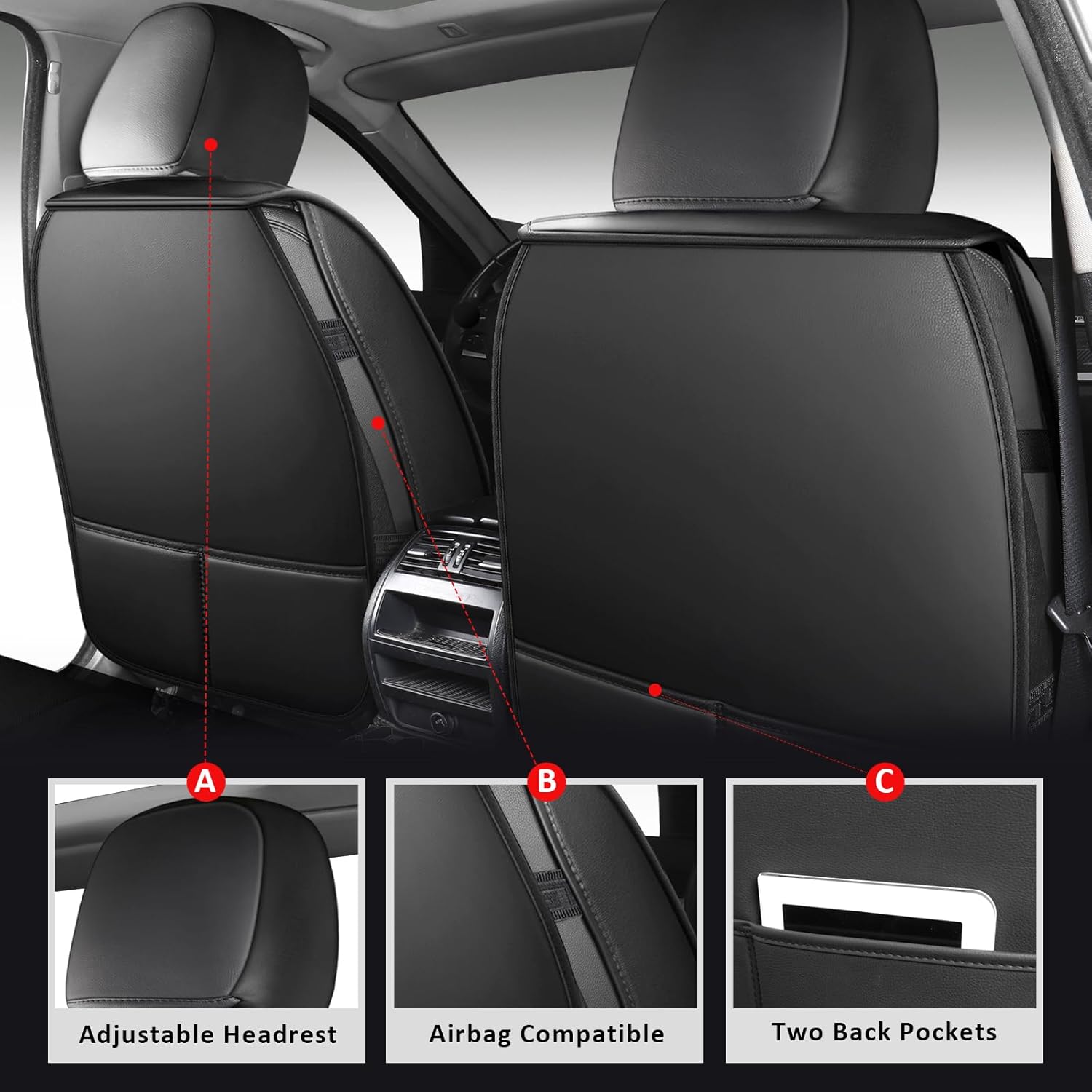 유니버설 카시트 보호 커버, 풀세트, 인조가죽, 블랙& - Leather Car Seat Covers Full Set Universal 리뷰 및 가격