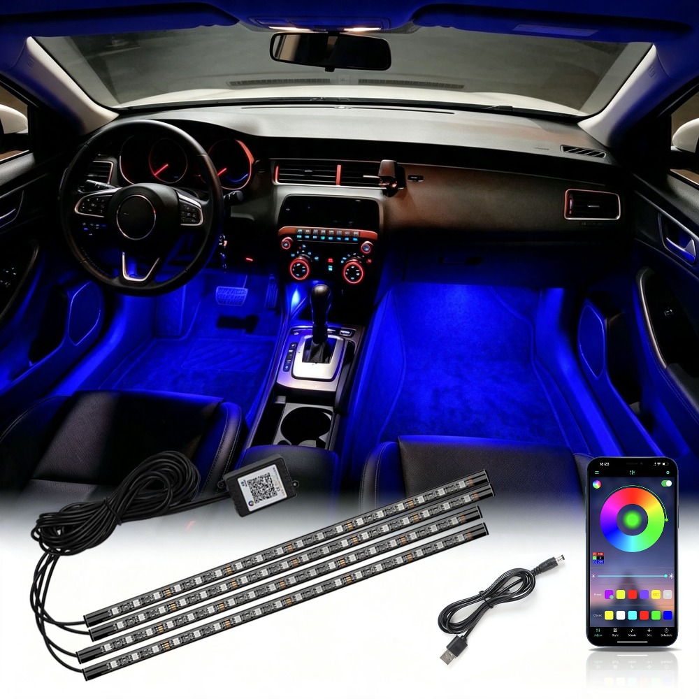 멀티 모드 RGB 네온 자동차 실내 발밑 무드등 72  - Led Ambient Interior Car Lights App Control 리뷰 및 가격