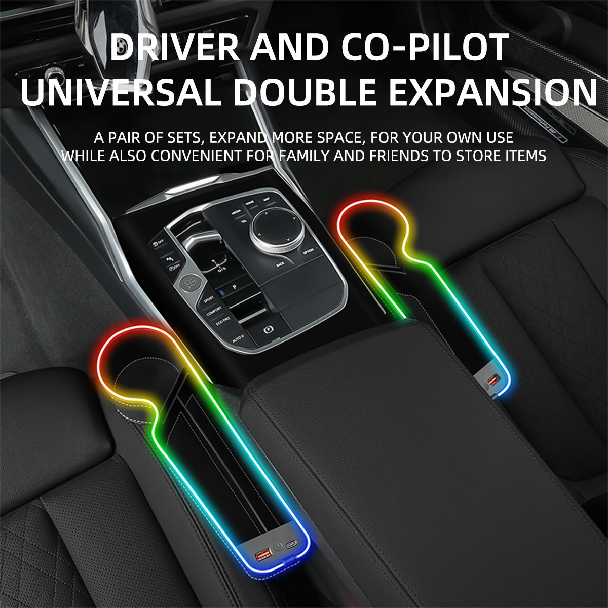 차량 시트 틈새 컵홀더 RGB 변색 LED 차량 틈새  - Seat Gap Filler Organizer With Usb Charger 리뷰 및 가격