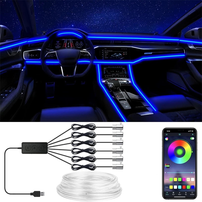앱 제어 가능한 유연한 EL 와이어 조명, 분위기 조성 - Led Ambient Interior Car Lights App Control 리뷰 및 가격