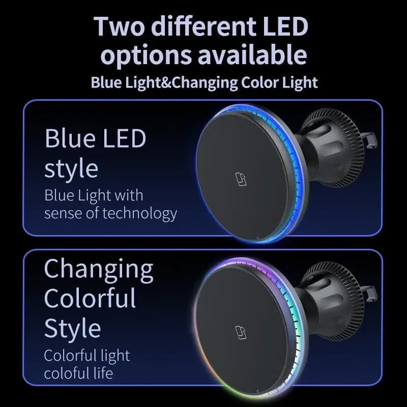 LED/RGB 자기식 차량용 무선 충전기 아이폰 12  - Wireless Car Charger Mount Fast Charging 리뷰 및 가격