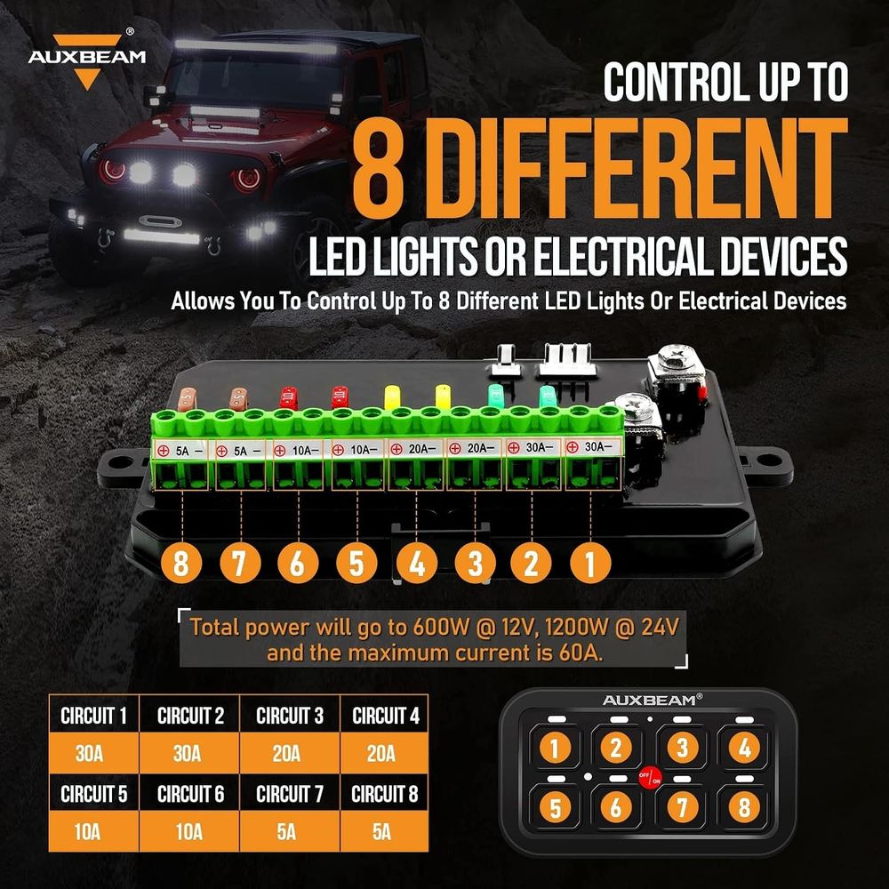 8갱 스위치 패널 BA80 자동 디밍 가능 LED 터치 - Car Electronics 리뷰 및 가격